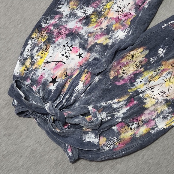 RARE!! Y2K Early 2000's Hand-Painted High Rise Baggy Wide Leg Pants - Picture 3 of 9